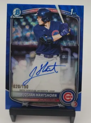 2025 Bowman Chrome Josiah Hartshorn Auto Blue /150 1st Cubs CPA-JHA front